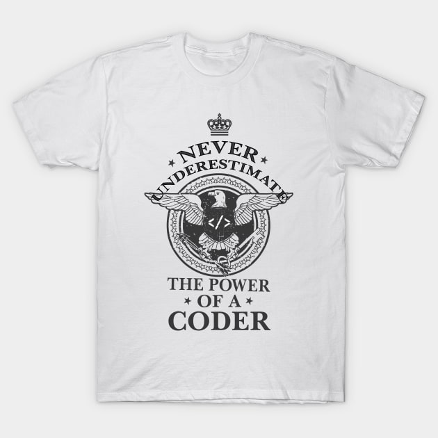 Never Underestimate the power of a Coder! T-Shirt by Cyber Club Tees